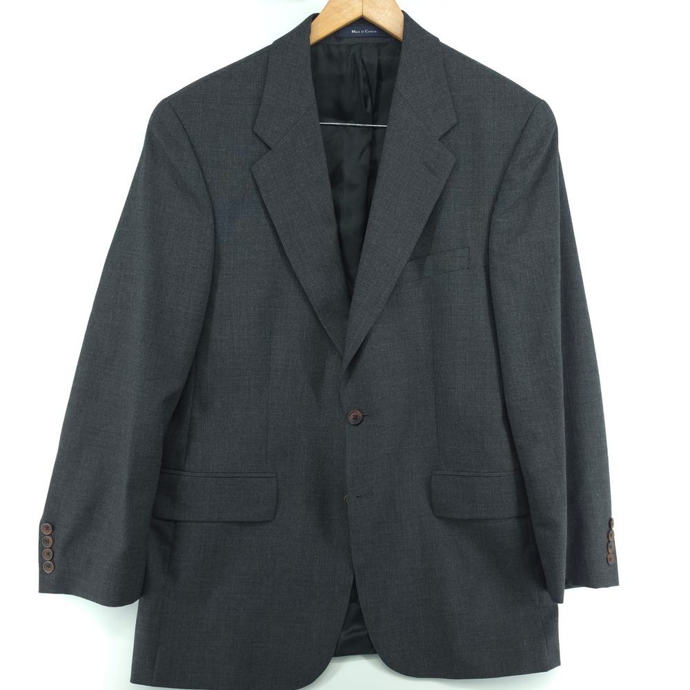 Vintage Ralph Lauren Polo University Club Mens 40R Blazer Wool Charcoal Grey